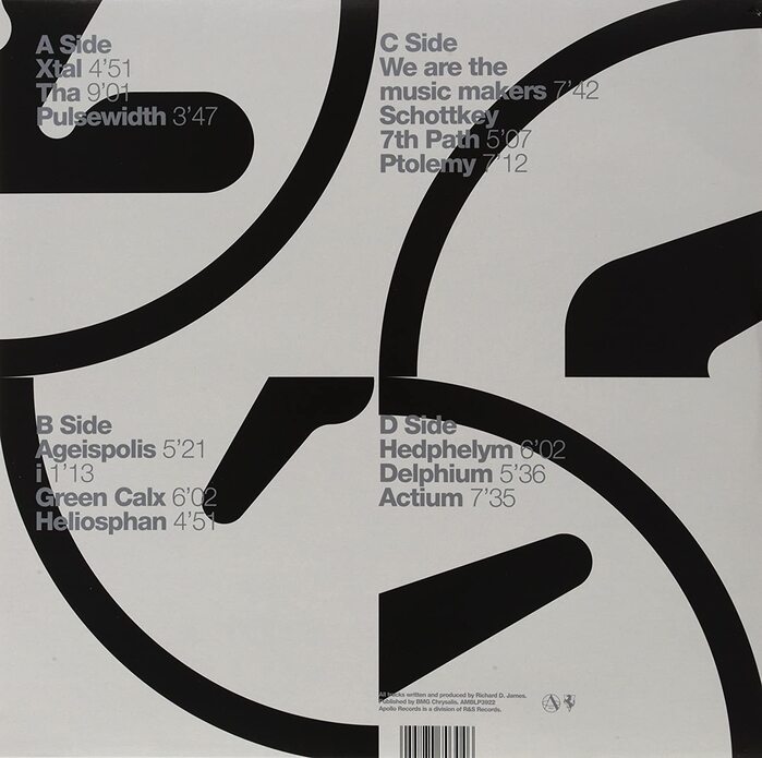 Double LP back cover (R&S Records), probably of a later repressing.