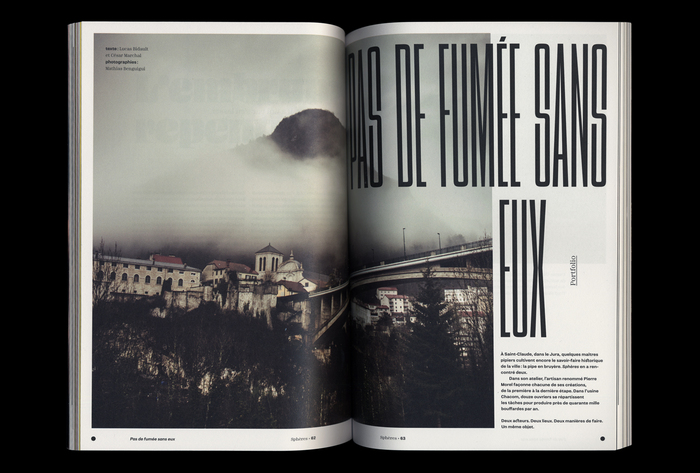 From Sphères no. 1, January 2020. Radiator (Ellmer Stefan, The Pyte Foundry) in all caps.