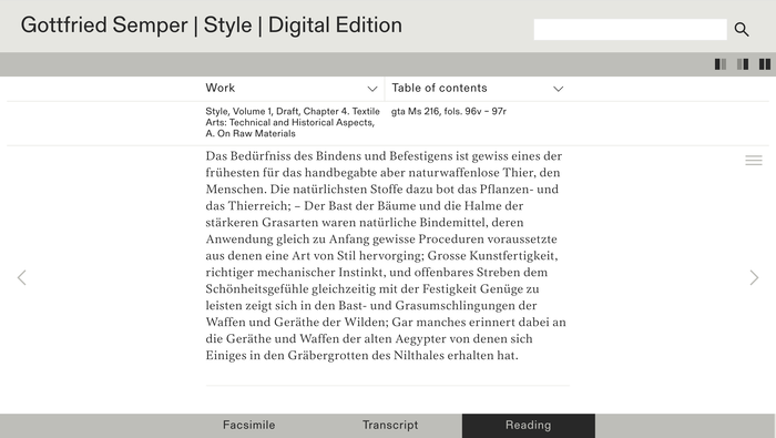 Gottfried Semper – Digital Edition website 4