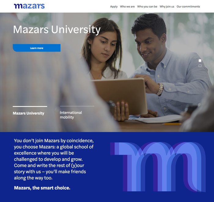 Web page for Mazars University.