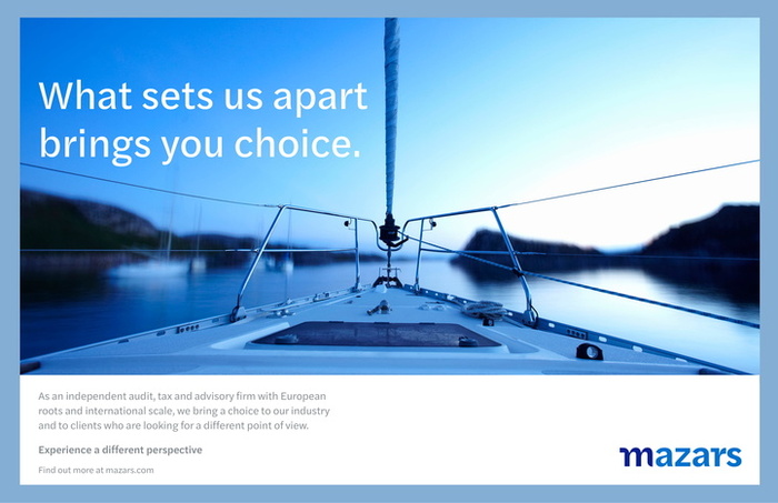 Slide from the brand campaign, introducing the slogan “Experience a different perspective”.