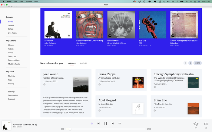 Roon music player redesign 2