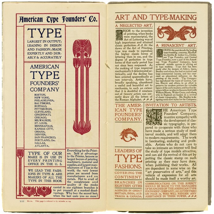Ad for American Type Founders’ Co. for which Bradley designed typefaces, including .