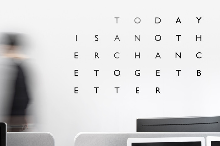 “Today is another chance to get better”, presented in a matrix of  caps.