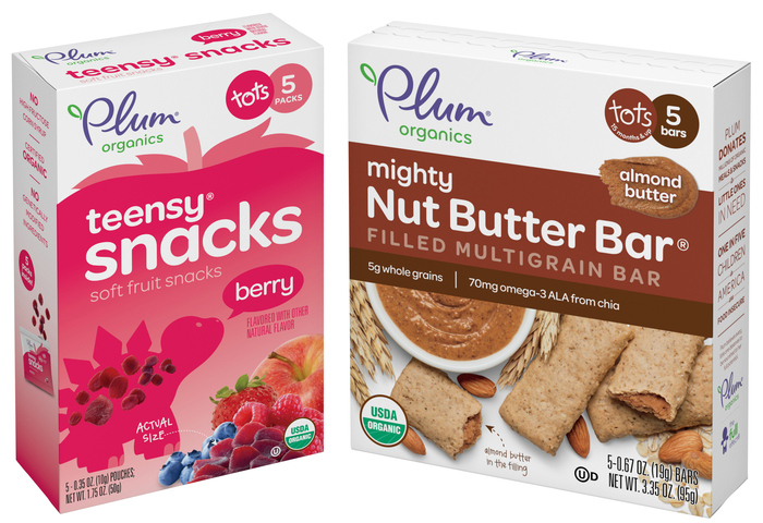 Two box designs for the “tots” line of toddler snacks. In addition to the alternates for a g y, “Multigrain” additionally shows the optional “beardless” G included in Omnes.