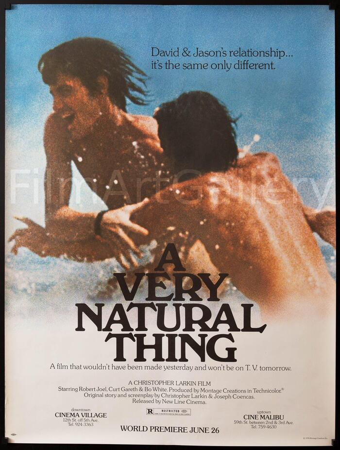 Film/Art Gallery has a copy of a rare NYC premiere poster for sale. This variant reads “David &amp; Jason’s relationship … it’s the same only different” instead of “David &amp; Jason … If you cut them they bleed.”