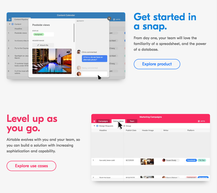 Airtable website (2021) 2