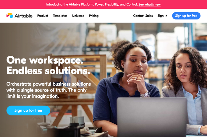 Airtable website (2021) 1