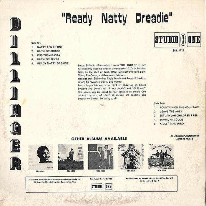 Dillinger – Ready Natty Dreadie album art 2
