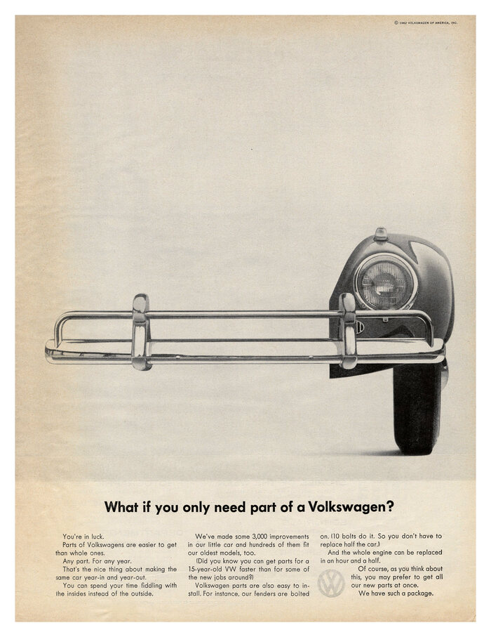 “What if you only need part of a Volkswagen?”, 1962