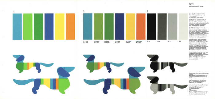 10.4 Reproduction and printing:

The special Olympia colours, with CMYK printing and with-black-and-white printing.