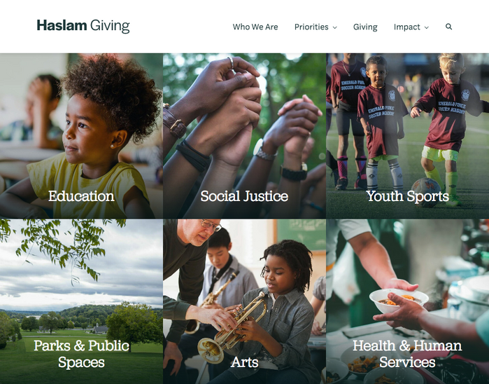 Jubilat Book is used for labeling the six fields of priority by Haslam Giving.