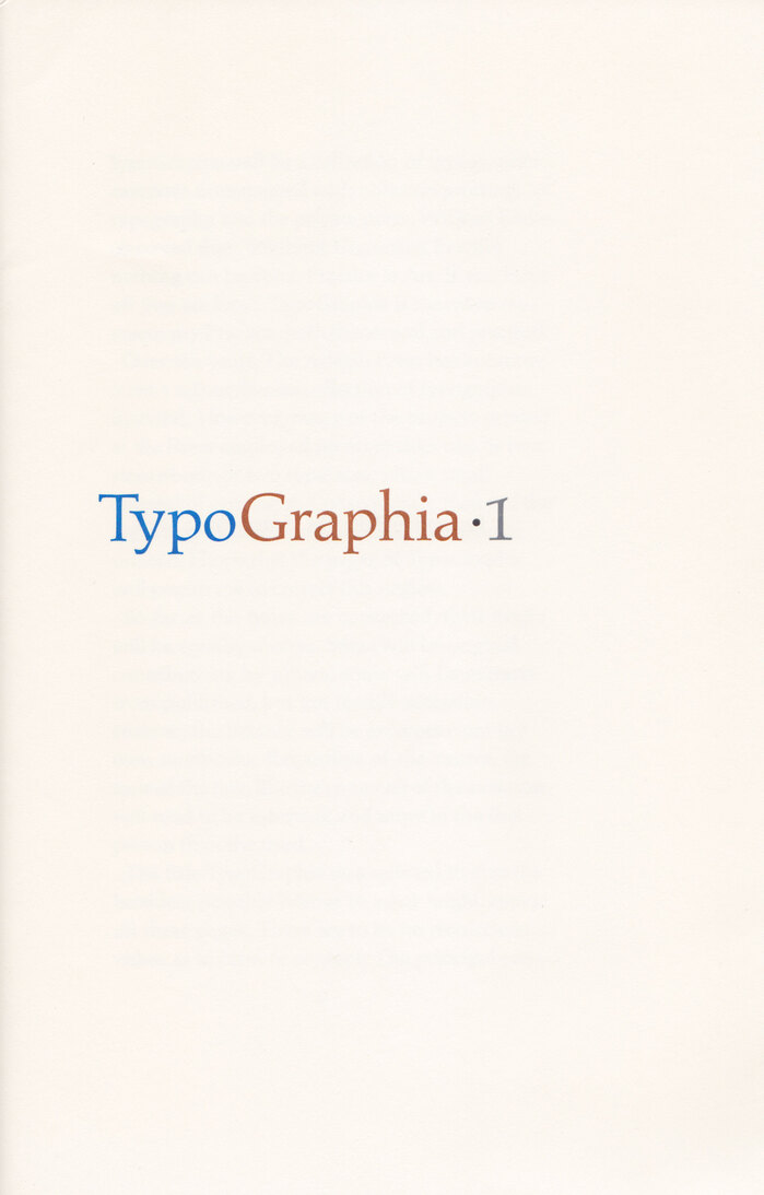 Typographia·1, The Adagio Press 1