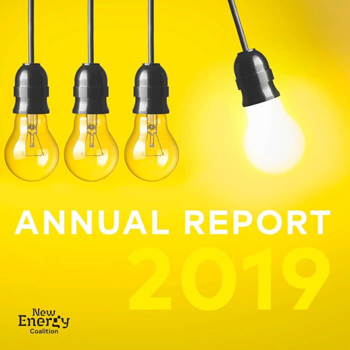 The logo as used on the cover of an annual report, with display typography in all-caps Typold.