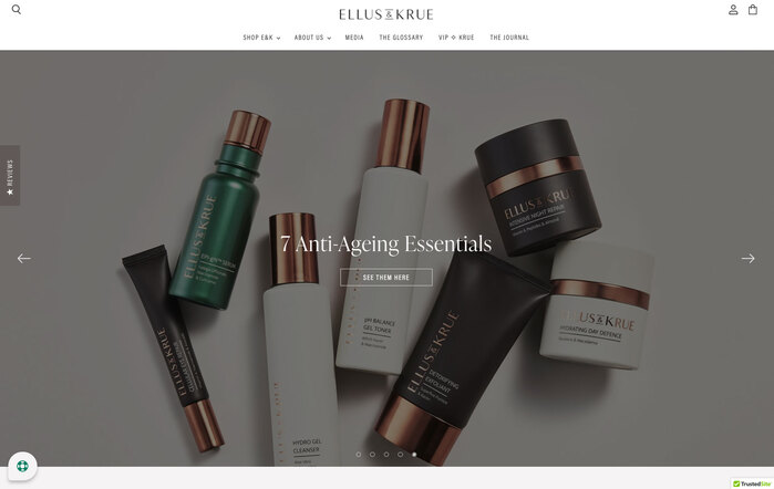 Ellus &amp; Krue skincare website 2