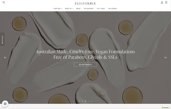 Ellus &amp; Krue skincare website 3