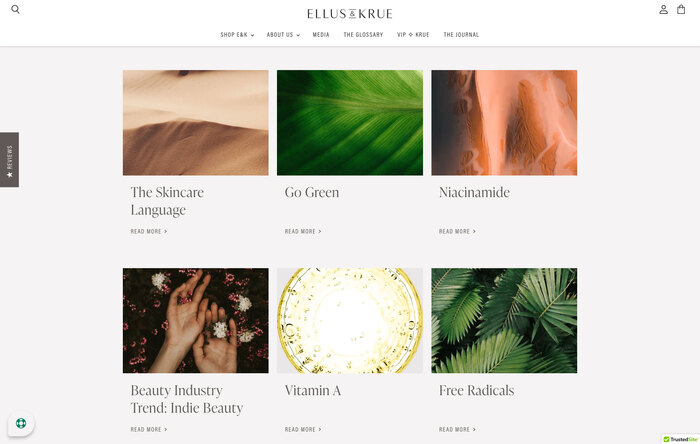 Ellus &amp; Krue skincare website 6