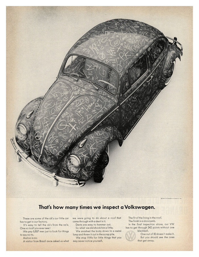 “That’s how many times we inspect a Volkswagen”, 1963