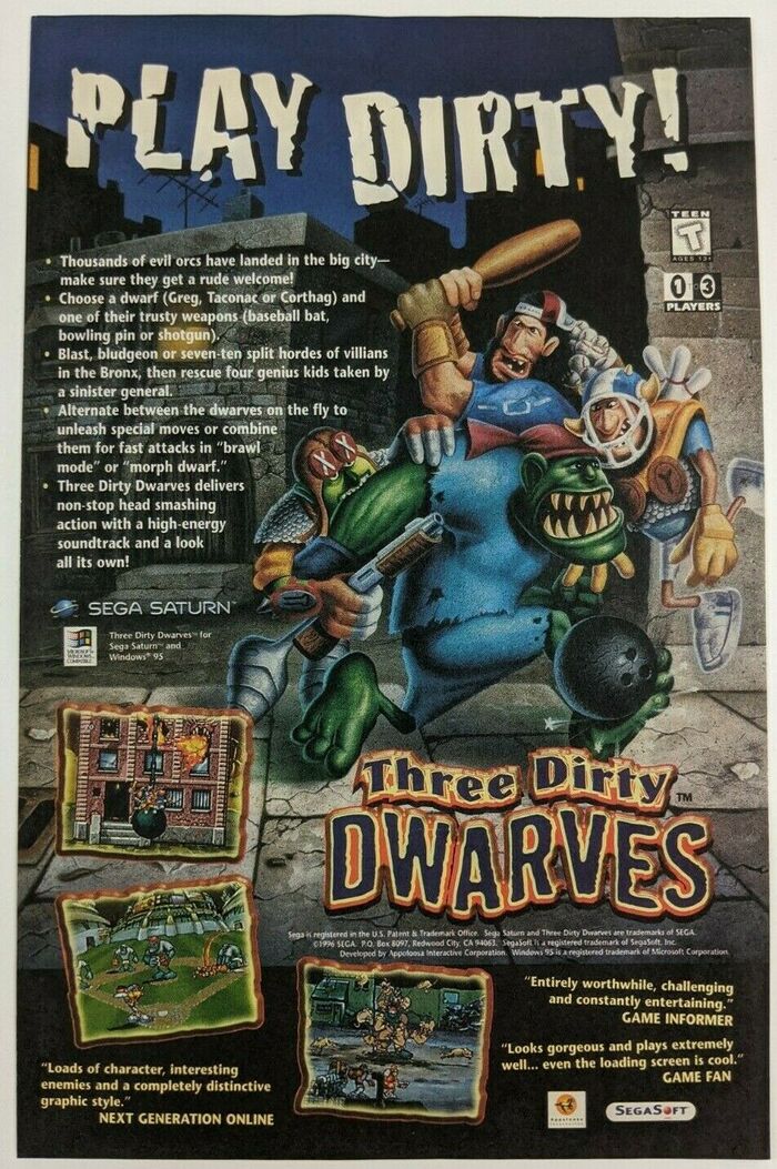 Three Dirty Dwarves video game ad (1996)