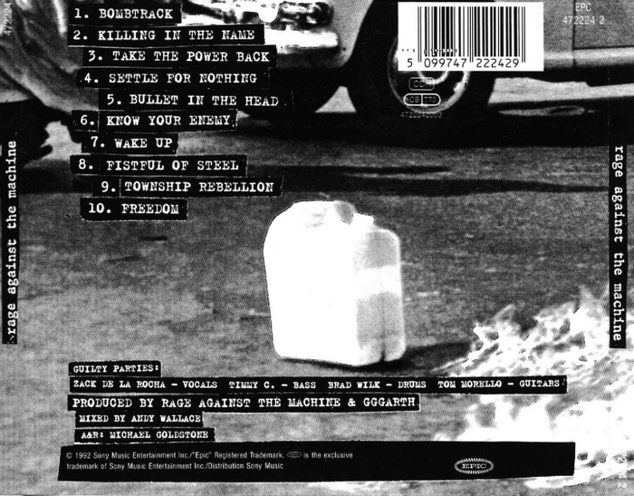 The back cover of the original 1992 CD release of the album.