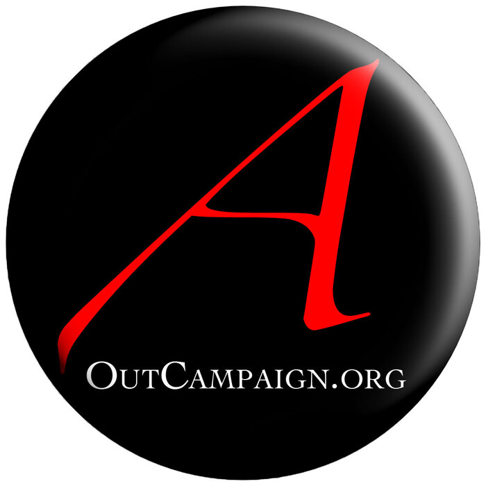 “Scarlet A” button with the OutCampaign.org URL set in  underneath.
