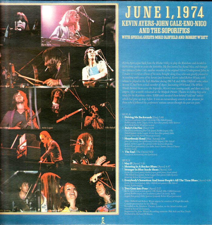 Kevin Ayers, John Cale, Eno, Nico – June 1, 1974 album art 2