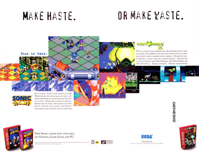 “Make Haste. Or Make Waste.” Sonic 3D Blast video game ad (1996)