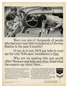 Chevron “Seat belts save lives”<cite> </cite>ad (1962)