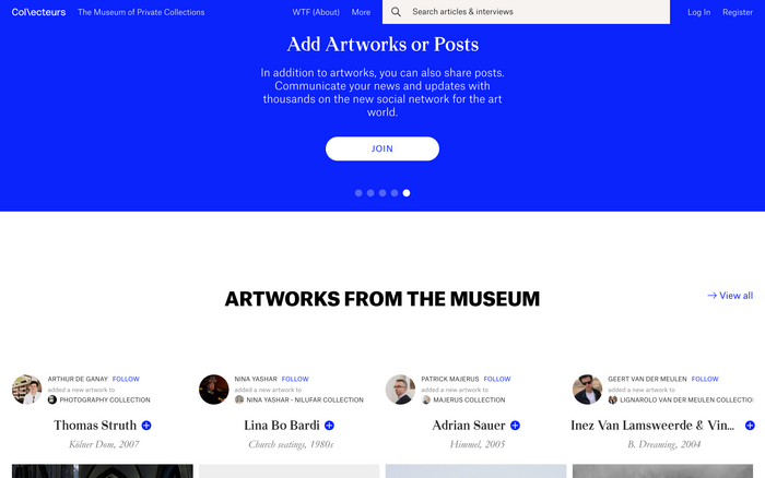 Collecteurs, The Museum of Private Collections website 2
