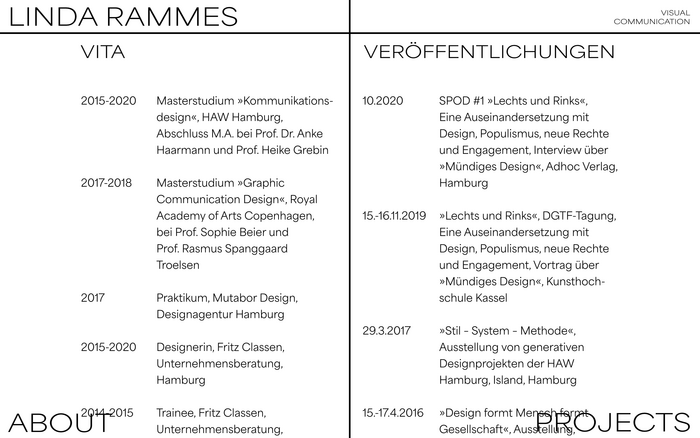 Linda Rammes portfolio website 3