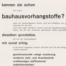 Bauhausvorhangstoffe ad from C.E. Baumgärtel &amp; Sohn