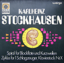 Karlheinz Stockhausen – <cite>Spiral für Blockflöte und Kurzwellen / Zyklus für 1 Schlagzeuger / Klavierstück Nr. X</cite> album art