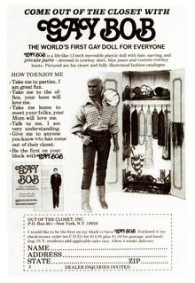 Gay Bob Doll Ad: “Come out of the closet with Gay Bob” (1978)
