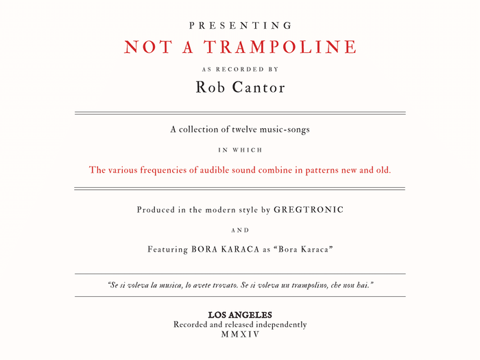 Rob Cantor – Not A Trampoline album art 2