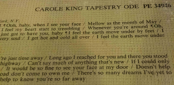 Carole King – Tapestry album art 3