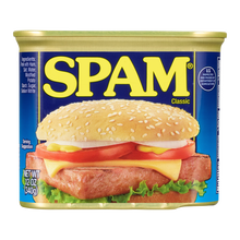 SPAM logo (c.<span class="nbsp">&nbsp;</span>1987–), cans, website