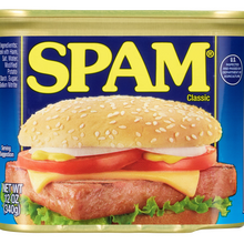 SPAM logo (c.<span class="nbsp">&nbsp;</span>1987–), cans, website