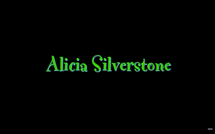 Still from the trailer, with “Alicia Silverstone” in FF Fontesque
