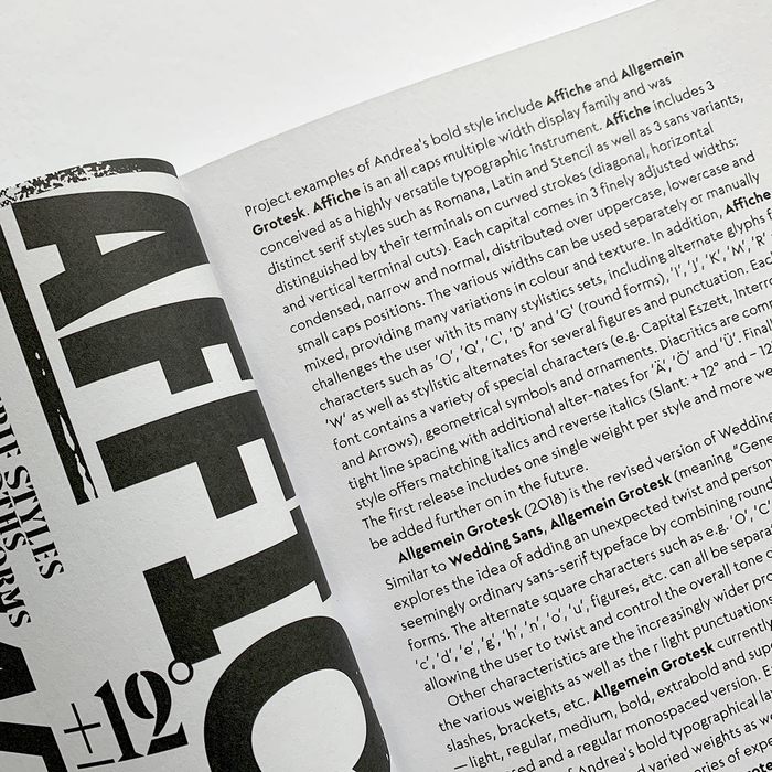 Datail of a text page set in Neue Kramer Grotesk.