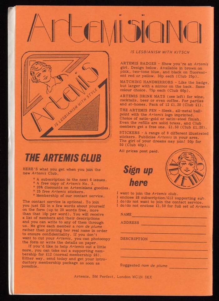 Back cover of Artemis 5, featuring  Italic, which was also available from Letraset.