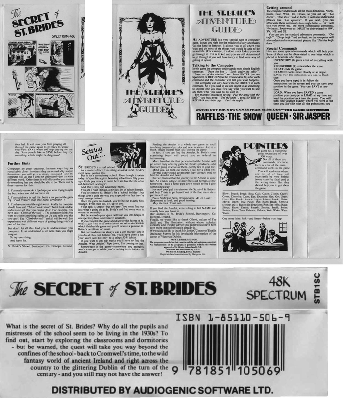 Cassette inlay for the 1985 text adventure game The Secret of St. Brides.