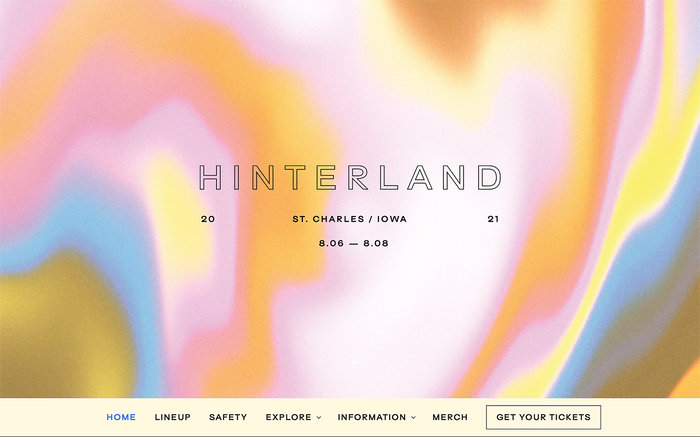 Hinterland Music Festival website - Fonts In Use