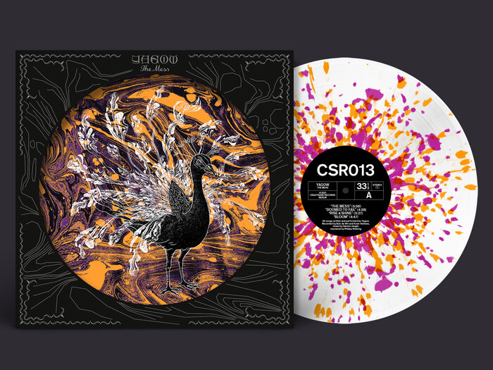 The Mess front cover and the limited edition “peacock” vinyl color option