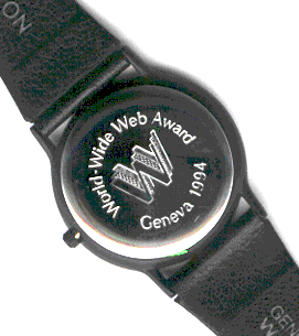 The logo used in a special edition watch awarded to the “Hall of Fame Inductees” of the WWW94 Awards.