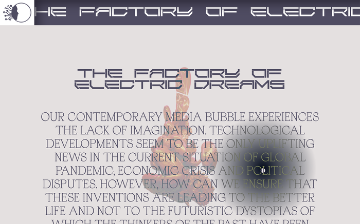 The Factory of Electric Dreams exhibition website 1