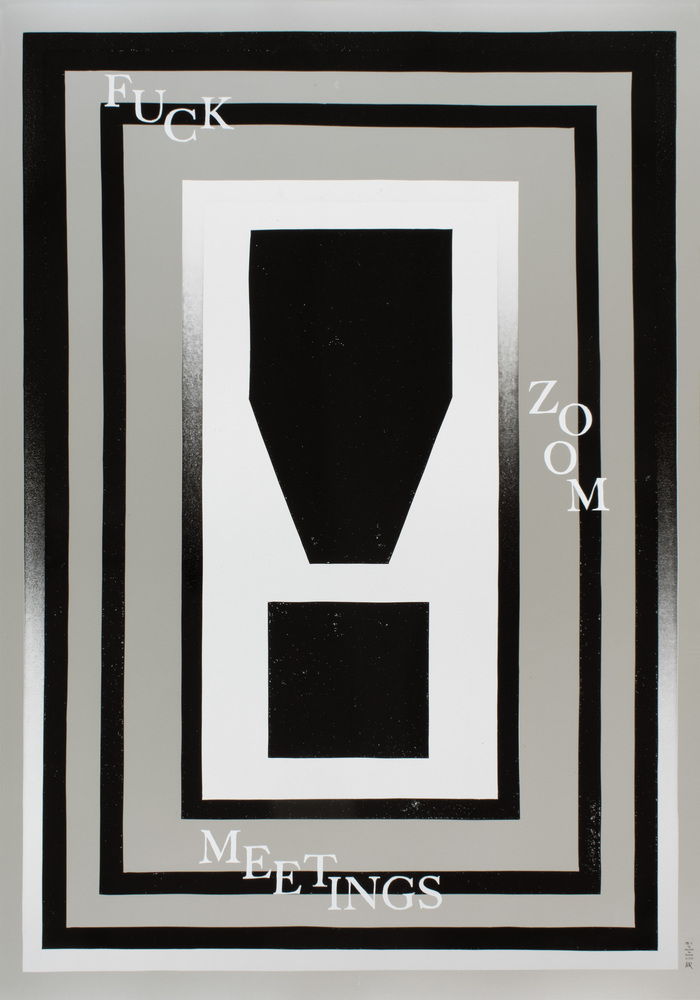 “Fuck Zoom Meetings” poster