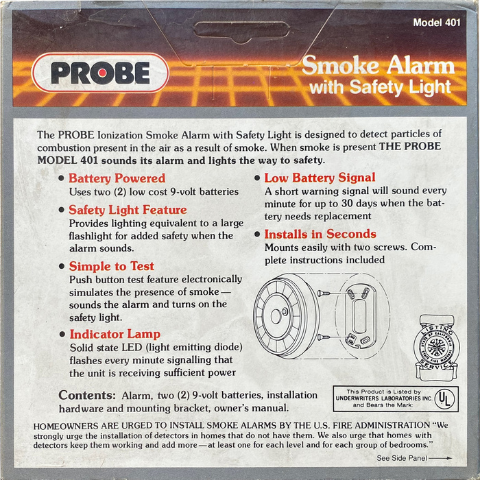 Probe Smoke Alarm with Safety Light packaging 2