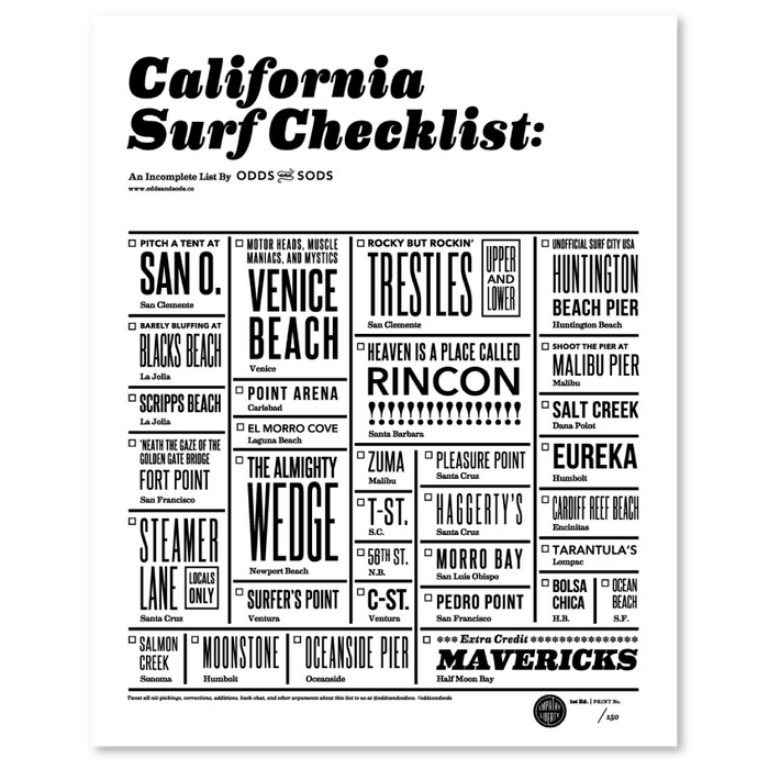 “California Surf Checklist” poster 6