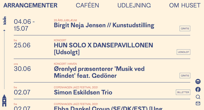 Karens Minde Kulturhus website with program.