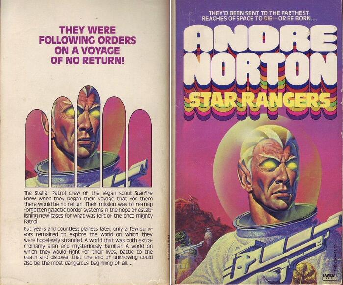 Synopsis and blurbs on the front and back are set in several styles from , with  being used for the title.